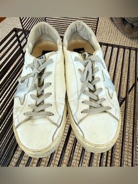 Golden Goose Hi Star Sneakers Sz 40 White Silver Star Italy